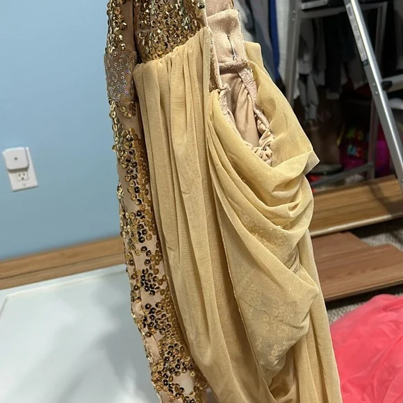 Gold draped skirt dance costume lyrical - Picture 12 of 13